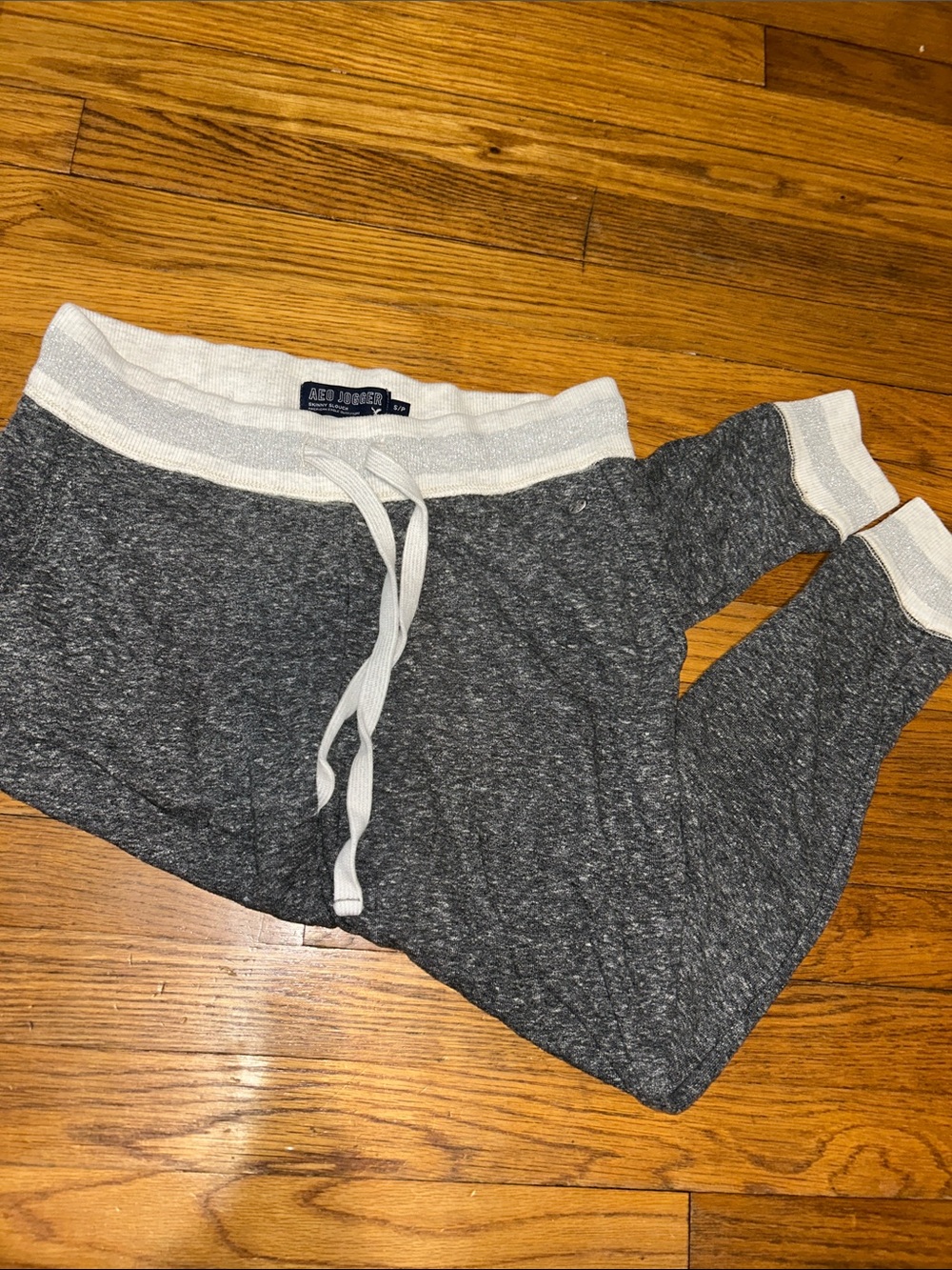 Aeropostale Charcoal Gray Joggers with White Waistband & Cuffs